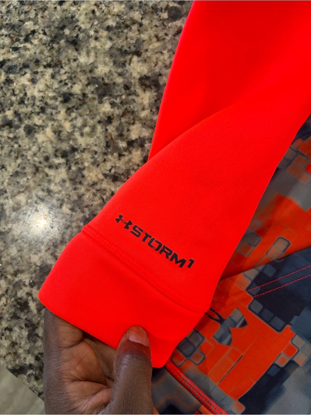 Under Armour Kids Orange-Red & Navy Pixel Logo Hoodie - Picture 5 of 6